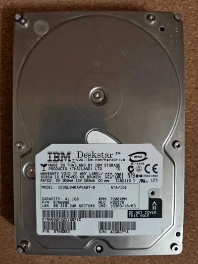 Лот: 16950971. Фото: 1. Жесткий диск 40 Гб IBM Deskstar... Жёсткие диски (HDD)