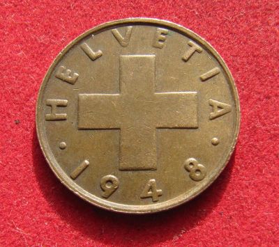 Лот: 20980204. Фото: 1. Швейцария 2 раппена, 1948г. Европа