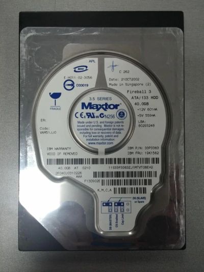 Лот: 5594257. Фото: 1. Жёсткий диск 40 ГБ, IDE, Maxtor... Жёсткие диски (HDD)
