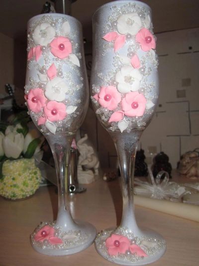 Лот: 3249367. Фото: 1. свадебные бокалы розовые. Свадебная атрибутика и декор