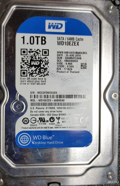 Лот: 18197251. Фото: 1. HDD WD 1TB (WD10EZEX). Жёсткие диски (HDD)