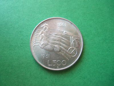 Лот: 19528418. Фото: 1. 500 лир 1961 г. Италия.100 лет... Европа
