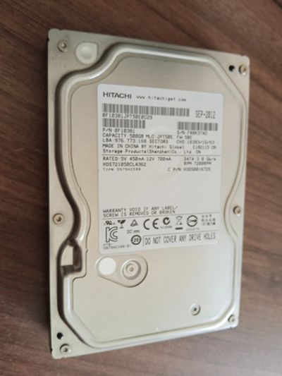 Лот: 25789430. Фото: 1. Hdd 500Gb 3.5 (2 штуки) Hitachi... Жёсткие диски (HDD)
