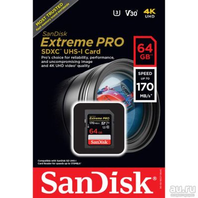 Лот: 13396729. Фото: 1. Карта памяти SD XC 64 GB SanDisk... Карты памяти