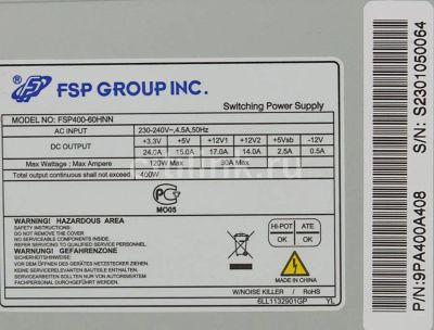 Лот: 10534644. Фото: 1. FSP Group FSP400-60HNN 400W [400... Корпуса, блоки питания