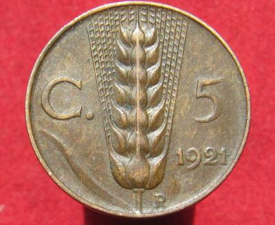Лот: 16037257. Фото: 1. Италия 5 чентезимо, 1921г. Остальные страны