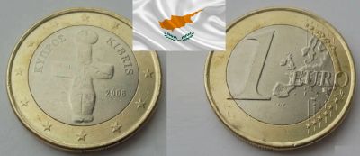 Лот: 19262222. Фото: 1. Кипр 1 евро 2008 нечастая. Европа