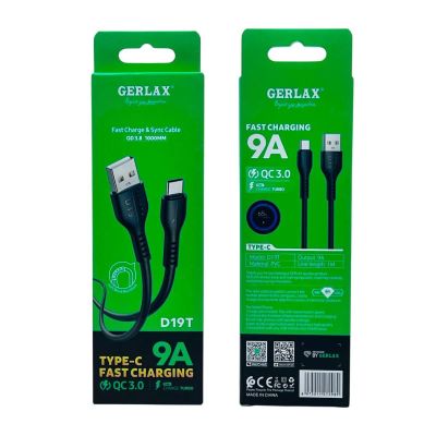 Лот: 25794664. Фото: 1. Кабель GERLAX TYPE-C D19T 1m Black. Дата-кабели, переходники