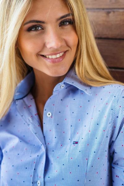 Лот: 4187596. Фото: 1. Рубашка " Tommy Hilfiger в горох... Блузы, рубашки, водолазки