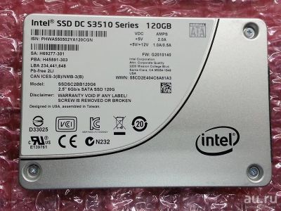 Лот: 9779818. Фото: 1. ssd диск intel 3510 120Gb (SSDSC2BB120G6... SSD-накопители