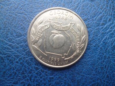 Лот: 11299342. Фото: 1. 25 центов 1999 года Штат Джорджия... Америка