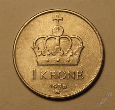 Лот: 2777137. Фото: 1. Норвегия. 1 крона 1976 г.(592). Европа