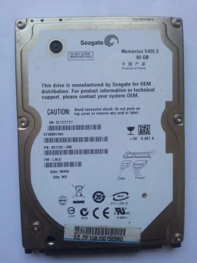 Лот: 4669599. Фото: 1. Seagate Momentus 5400.3 80Gb. Жёсткие диски (HDD)
