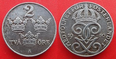 Лот: 25084951. Фото: 1. (№4878-Э252/10/LM) 2 эре 1950... Европа