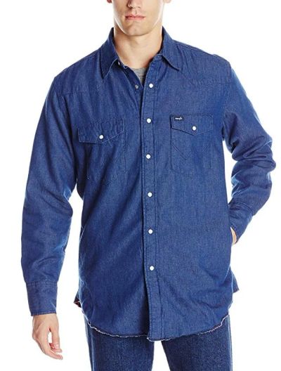 Лот: 9652075. Фото: 1. Рубашка Wrangler синяя с утеплителем... Рубашки, водолазки