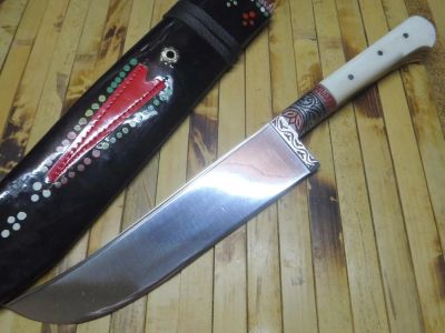 Лот: 6883581. Фото: 1. Узбекский пчак Уз402. 65Г, кость... Ножи, топоры