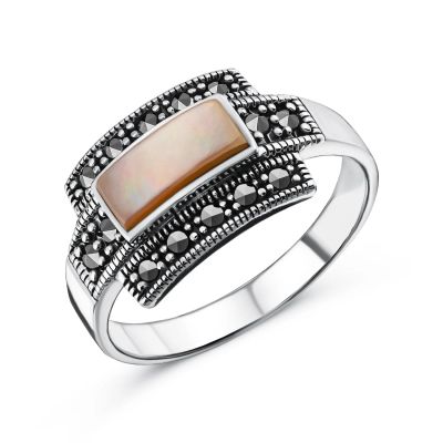 Лот: 23824298. Фото: 1. Серебряное кольцо с марказитами... Кольца, перстни