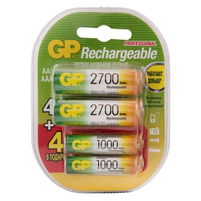 Лот: 24572237. Фото: 1. Аккумуляторы GP AA, 2700mAh/ААА... Батарейки, аккумуляторы, элементы питания