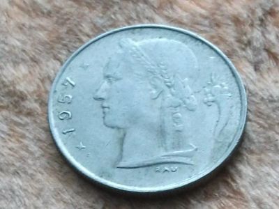 Лот: 10708768. Фото: 1. Монета 1 франк один Бельгия 1957... Европа