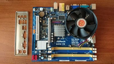 Лот: 16941464. Фото: 1. ASRock G41C-VS + Pentium e5300... Материнские платы