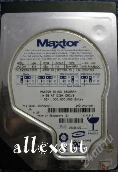Лот: 186375. Фото: 1. Винчестер HDD Maxtor 10Gb IDE. Жёсткие диски (HDD)