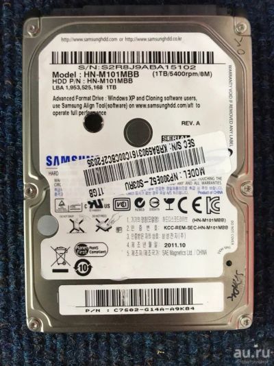 Лот: 13866632. Фото: 1. 2.5 дюйма 1000GB Samsung ST1000LM024... Жёсткие диски (HDD)
