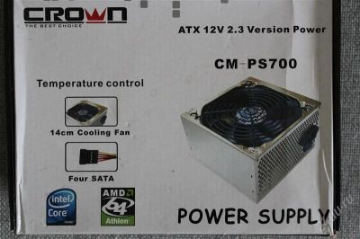 Лот: 2686653. Фото: 1. Блок питания CROWN CM-PS700 700W. Корпуса, блоки питания