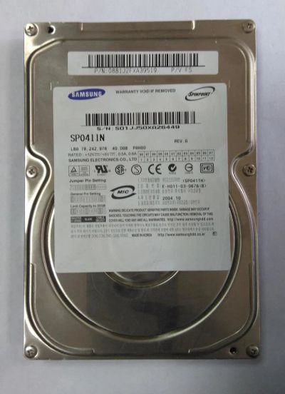 Лот: 9675554. Фото: 1. Жесткий диск Samsung SP0411N 40... Жёсткие диски (HDD)