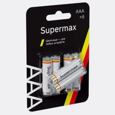 Лот: 25794998. Фото: 1. Батарейка SUPERMAX LR03 6*BL... Батарейки, аккумуляторы, элементы питания