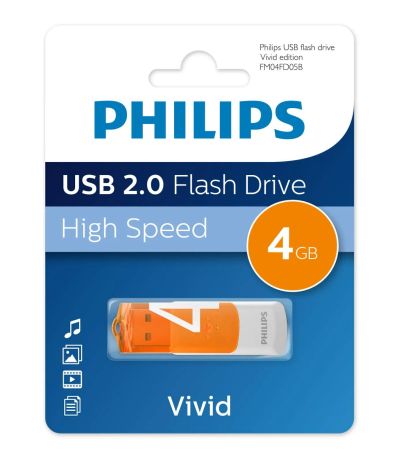 Лот: 25721920. Фото: 1. Флешка USB 4 ГБ Philips VIVID... USB-флеш карты