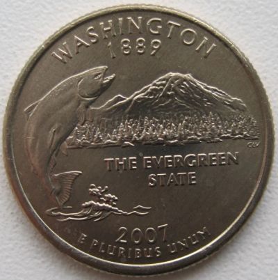Лот: 6731061. Фото: 1. США 25 центов 2007. Вашингтон... Америка