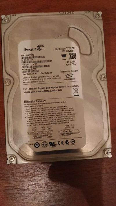 Лот: 7783563. Фото: 1. Жесткий диск Seagate 160Гб. Жёсткие диски (HDD)