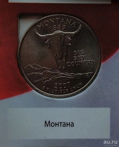 Лот: 13784360. Фото: 1. США 25 центов, квотер, 2007 Монтана... Америка