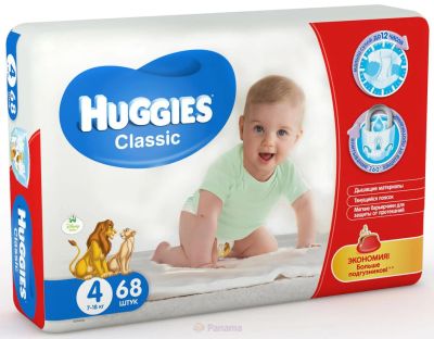 Лот: 6156710. Фото: 1. Huggies Classic 4 (7-16 кг) 68... Детская гигиена