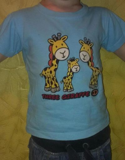 Лот: 4467342. Фото: 1. футболка с объемными жирафами. Футболки