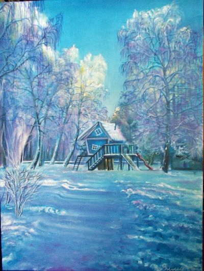 Лот: 7595944. Фото: 1. Картина маслом "Зима". Картины, рисунки