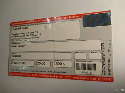 Лот: 12730936. Фото: 1. Билет Москва Лимп Бизкит 2009. Билеты, талоны