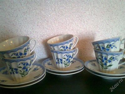 Лот: 2835120. Фото: 1. Чайные пары 250 мл, 6 штук , ЛФЗ... Кружки, стаканы, бокалы