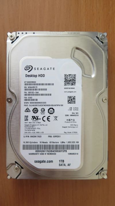 Лот: 21544318. Фото: 1. Жесткий диск Seagate 1 TB (ST1000DM003... Жёсткие диски