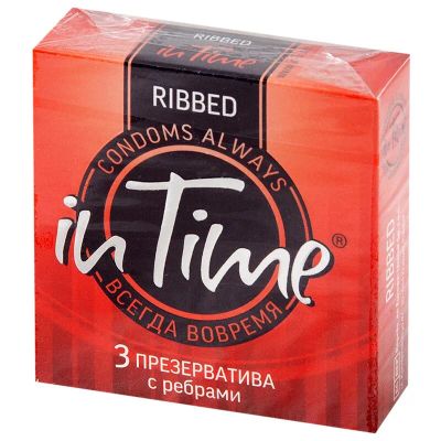 Лот: 23723529. Фото: 1. in Time Ribbed Презервативы с... Лекарства