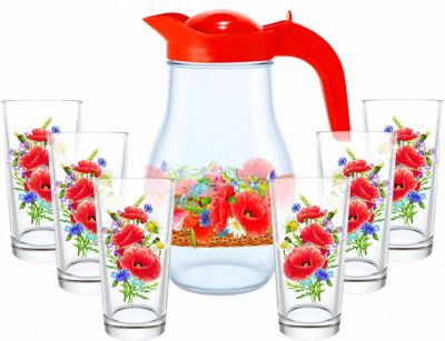 Лот: 13440644. Фото: 1. Набор д/воды 7пр. Маковое поле... Кувшины, графины
