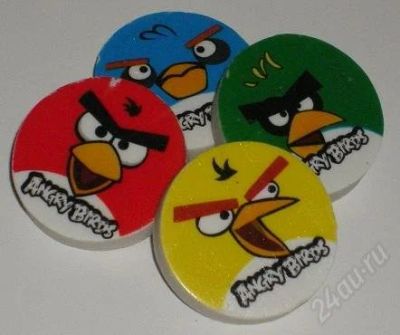 Лот: 2523400. Фото: 1. Набор ластиков Angry Birds, 4... Другое (учёба (школа, вуз))