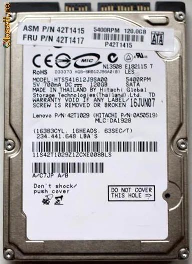 Лот: 4135531. Фото: 1. Жесткий диск на ноутбук Hitachi... Жёсткие диски (HDD)