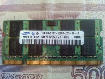 Лот: 11727581. Фото: 1. Samsung DDR2 1GB 2Rx8 PC2-5300S-555-12-E3. Оперативная память