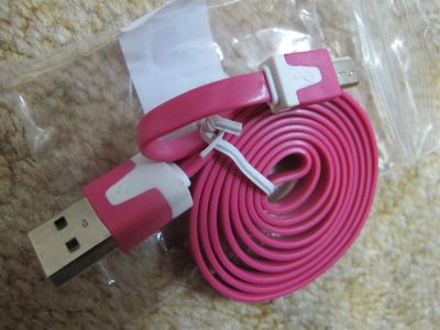 Лот: 3592120. Фото: 1. кабель microUSB малиновый. Дата-кабели, переходники