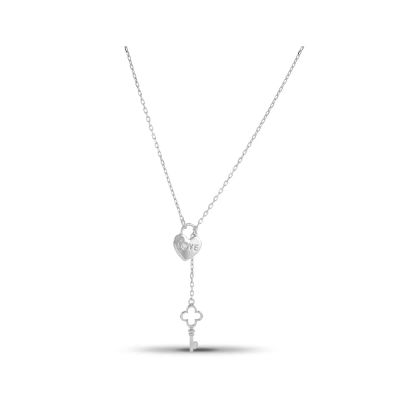 Лот: 23893379. Фото: 1. Серебряное колье Замок LOVE с... Цепочки