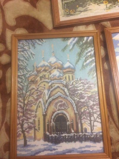 Лот: 10970894. Фото: 1. Картина Зимний собор.Крестиком. Картины, рисунки