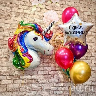 Лот: 17885340. Фото: 1. Набор из гелиевые шары с Единорогом... Воздушные шары