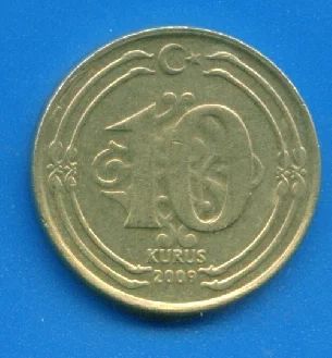 Лот: 9611436. Фото: 1. Турция 10 курушей 2009 (360). Азия