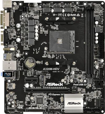 Лот: 10975226. Фото: 1. Материнская плата MB ASRock A320M-HDV... Материнские платы